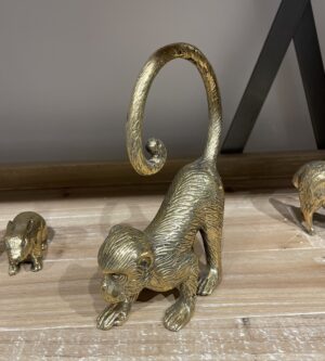 Singe en bronze massif doré h=16cm