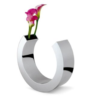 Vase Oméga acier inox poli 23x28cm